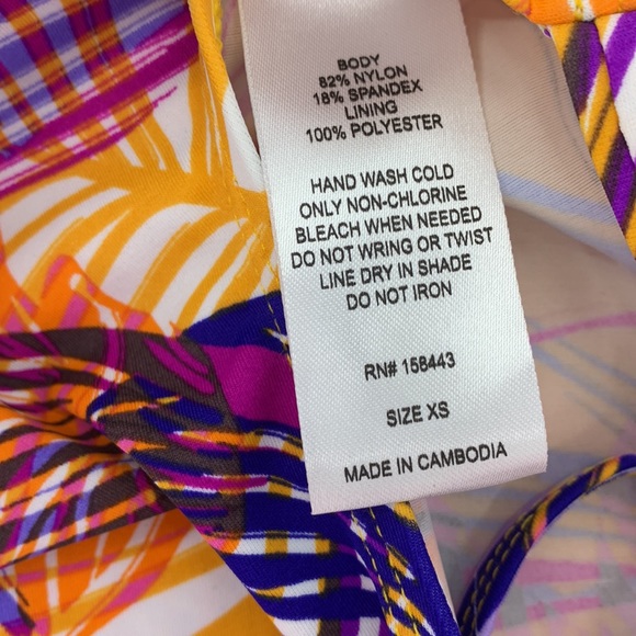 NWT Hula Honey Juniors’ Turmeric Multi Palm Play Printed Tankini Top X-S… - Picture 8 of 10